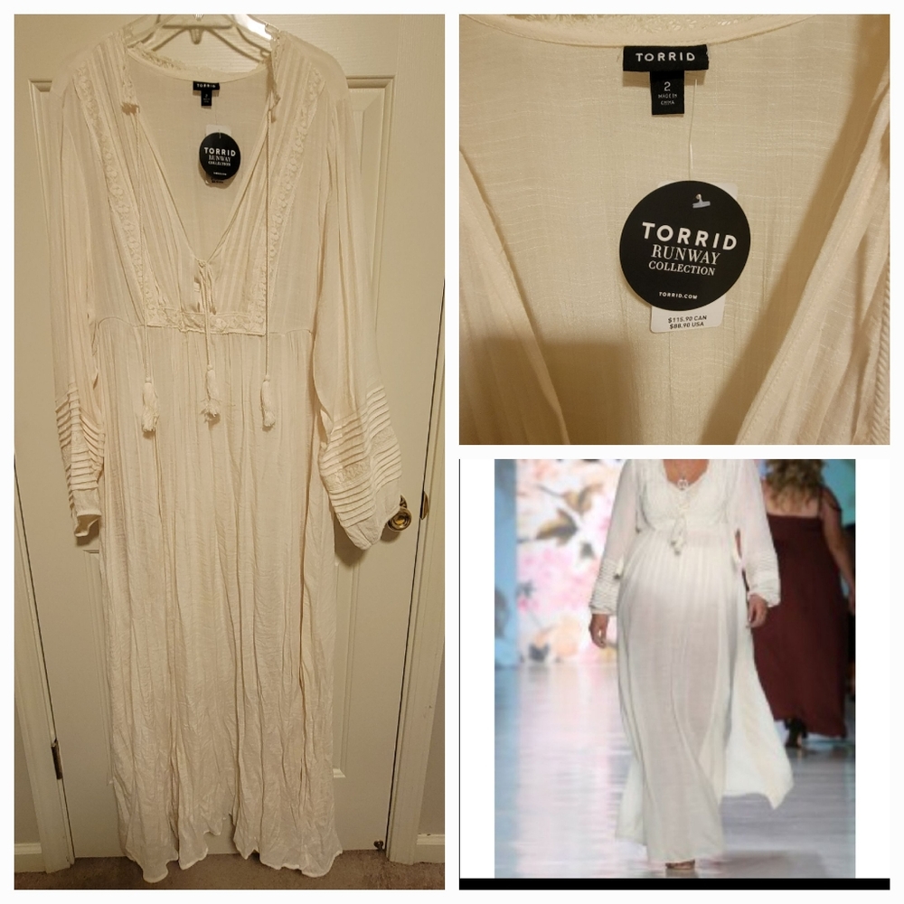 Torrid Runway Collection Ivory Peasant MAXI Dress